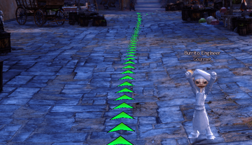 Burrito drawing a marker trail and icons over Guild Wars 2 on a Linux desktop